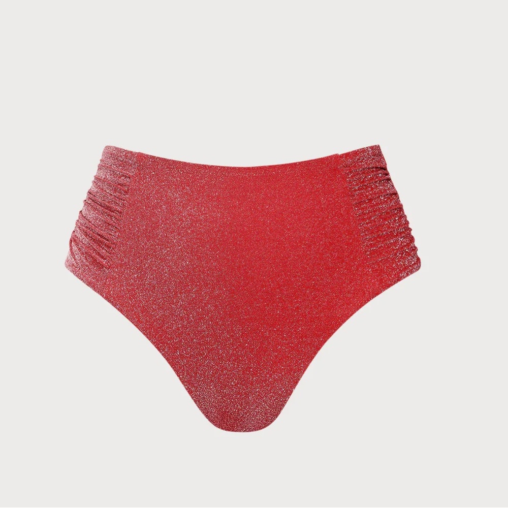 Berlook Red Lurex Cut Out Plus Size Bikini Top And Bottom - Picture 7 of 10